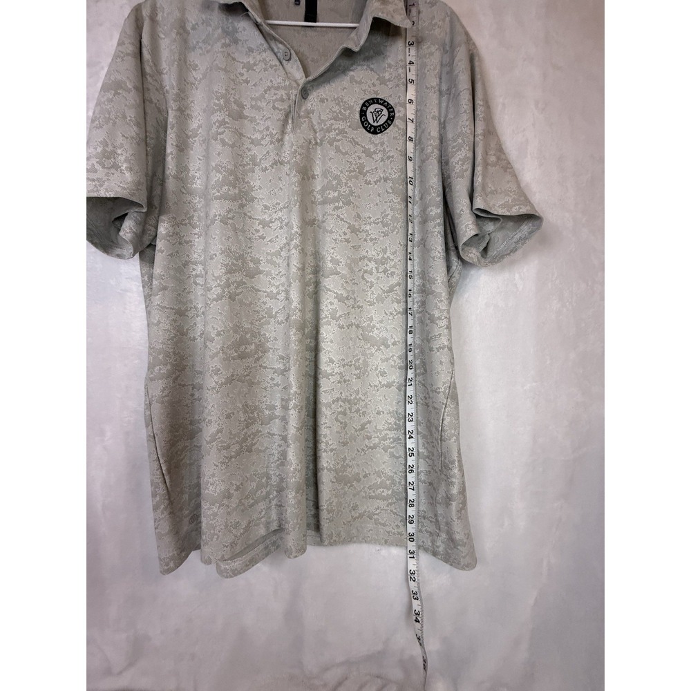 Adidas Golf Polo XL Beige Pattern Bentwater Golf Club Logo Performance Shirt